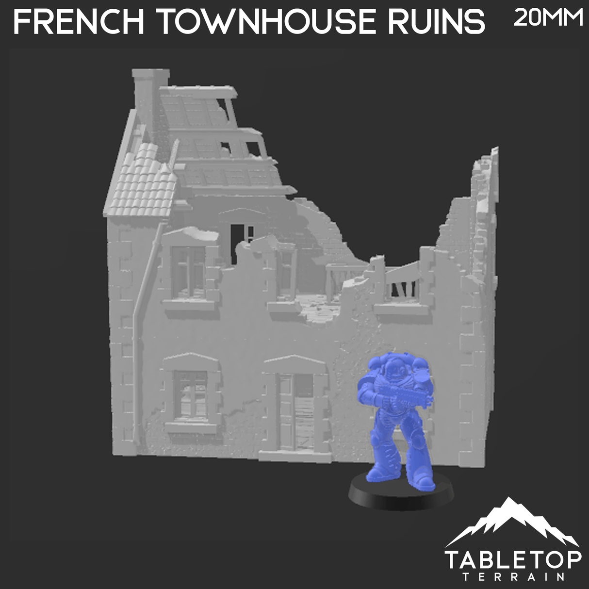 Tabletop Terrain Ruins French Townhouse Ruins - WWII Building