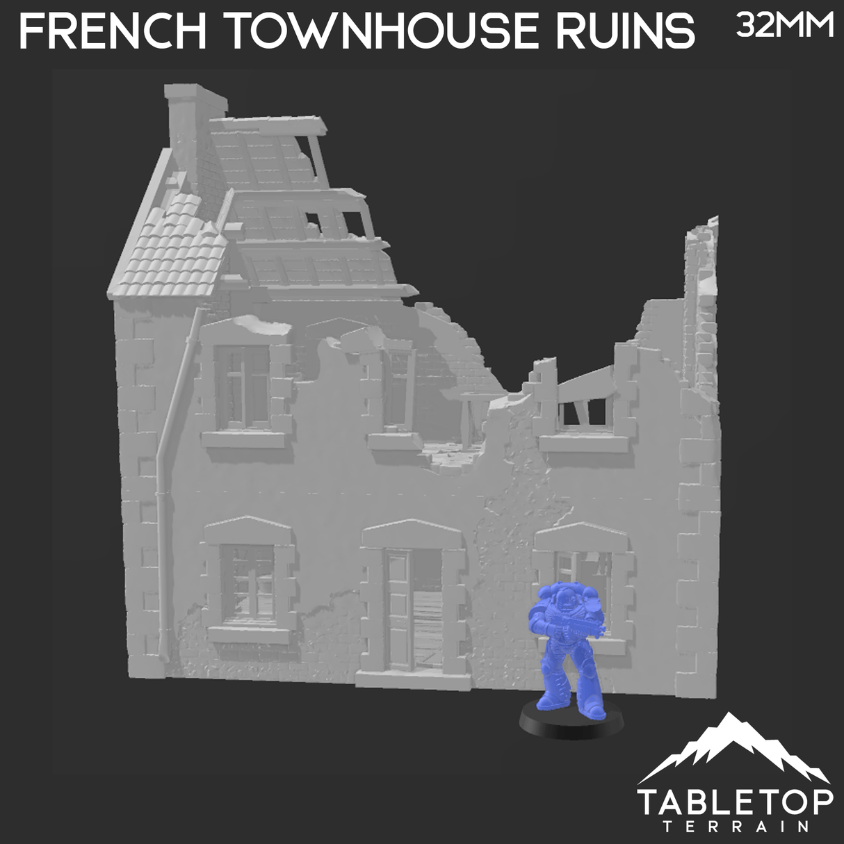Tabletop Terrain Ruins French Townhouse Ruins - WWII Building