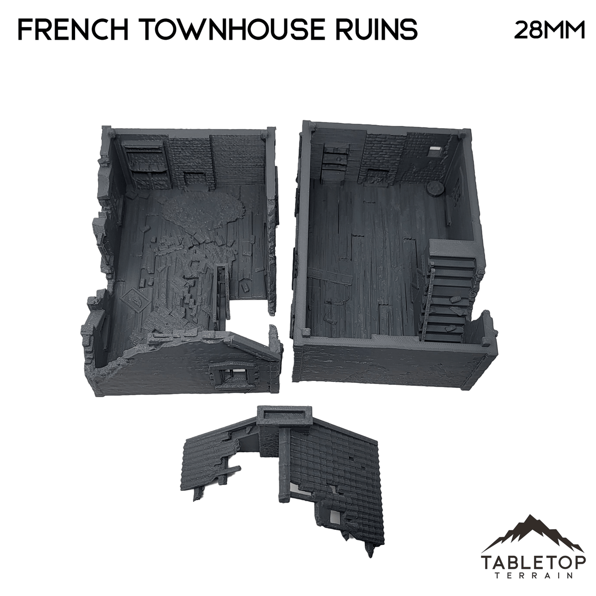 Tabletop Terrain Ruins French Townhouse Ruins - WWII Building