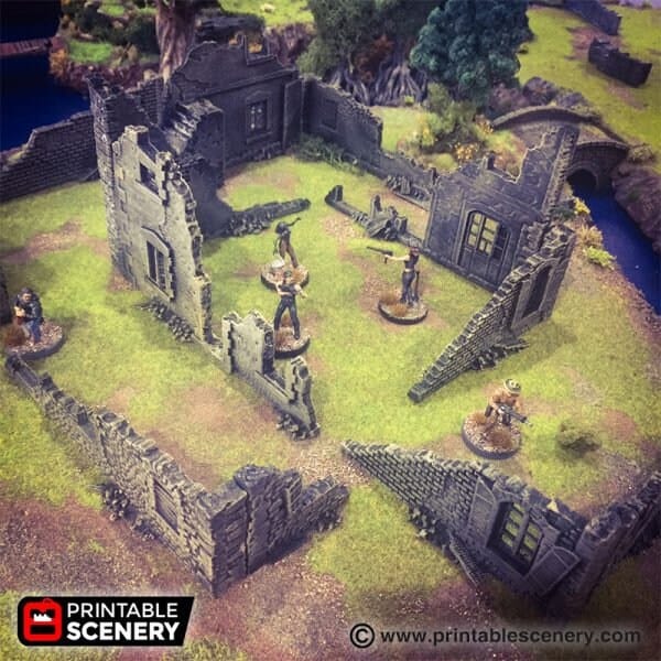 Tabletop Terrain Ruins Modular Town Ruins - WWII Terrain