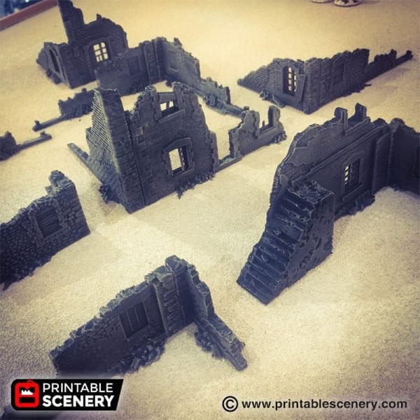 Tabletop Terrain Ruins Modular Town Ruins - WWII Terrain