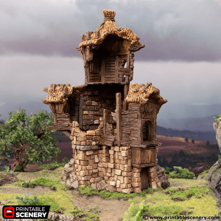 Tabletop Terrain Ruins Ruined Barracks - Hagglethorn Hollow - Fantasy Ruins
