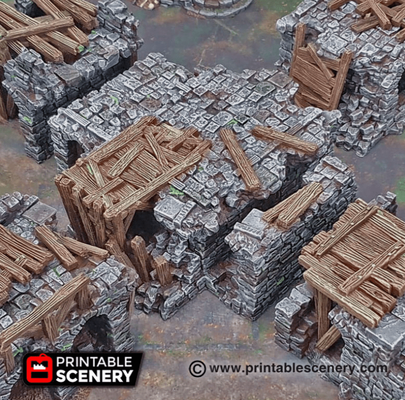 Tabletop Terrain Ruins Ruined Bridge Spans - Fantasy Ruins