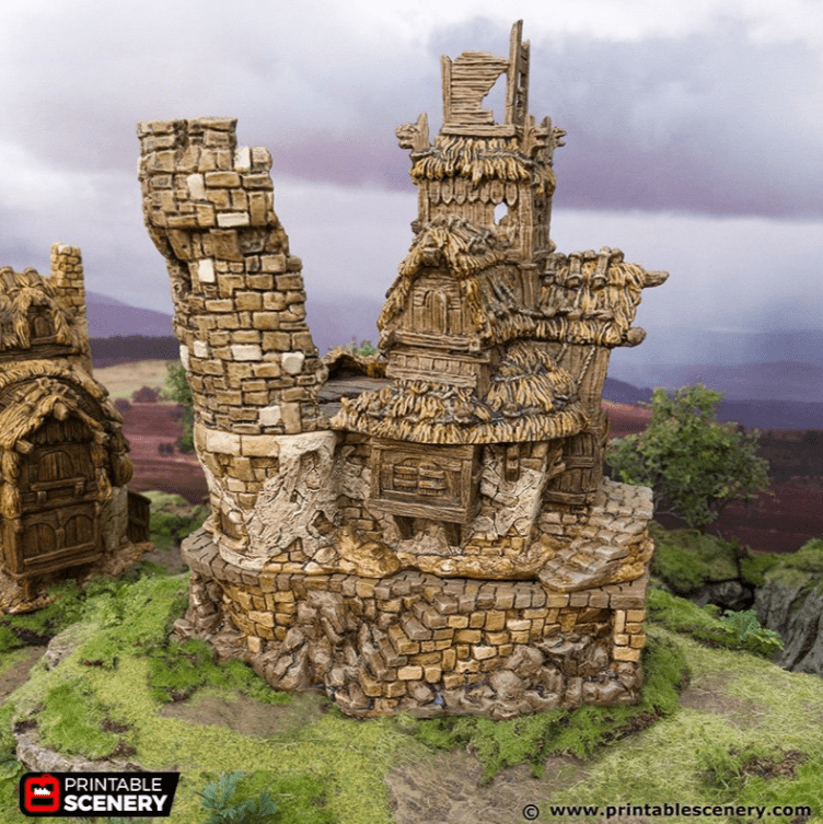 Tabletop Terrain Ruins Ruined Chieftains Hall - Hagglethorn Hollow - Fantasy Ruins