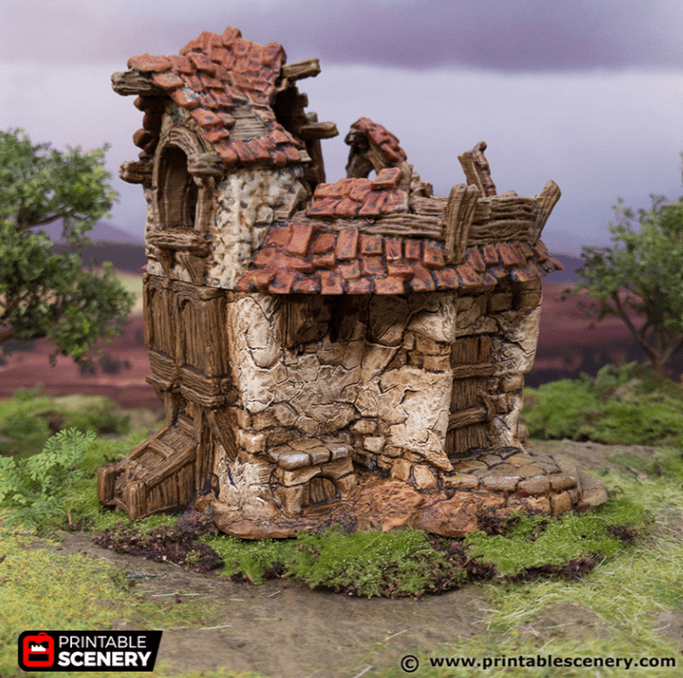 Tabletop Terrain Ruins Ruined Cottage - Hagglethorn Hollow - Fantasy Ruins