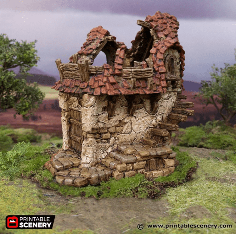 Tabletop Terrain Ruins Ruined Cottage - Hagglethorn Hollow - Fantasy Ruins