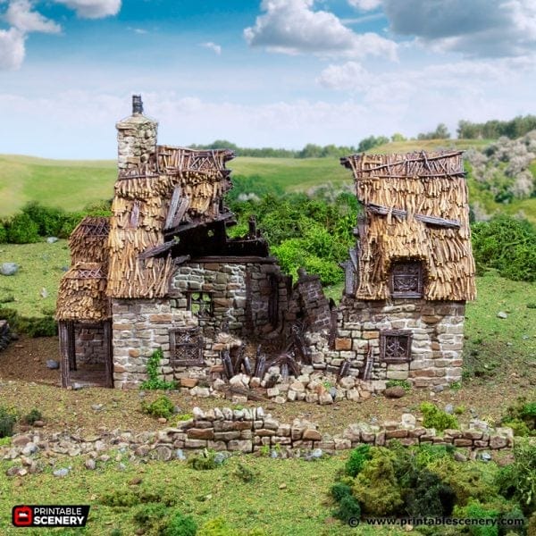 Tabletop Terrain Ruins Ruined Country Manor - Country & King - Fantasy Historical Ruins