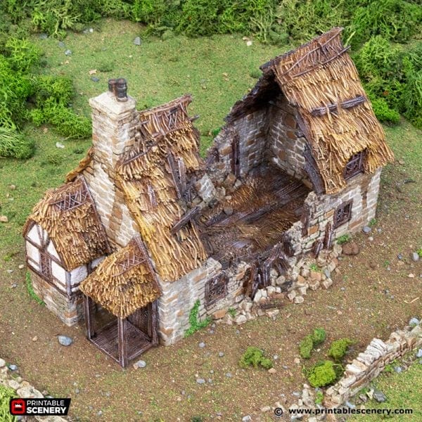 Tabletop Terrain Ruins Ruined Country Manor - Country & King - Fantasy Historical Ruins
