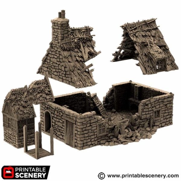 Tabletop Terrain Ruins Ruined Country Manor - Country & King - Fantasy Historical Ruins