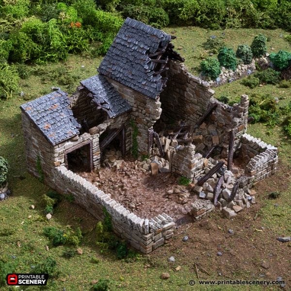 Tabletop Terrain Ruins Ruined Farm Pig Pen - Country & King - Fantasy Historical Building