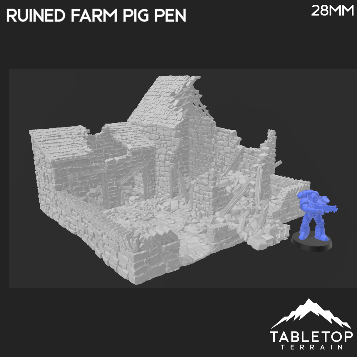 Tabletop Terrain Ruins Ruined Farm Pig Pen - Country & King - Fantasy Historical Building