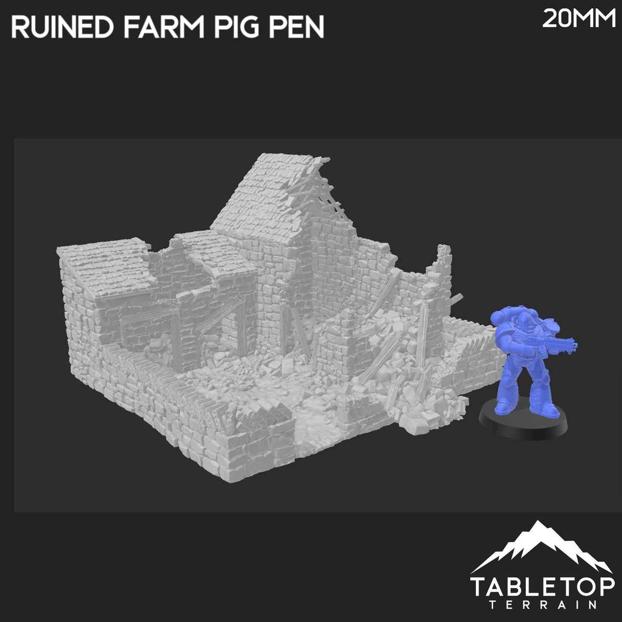 Tabletop Terrain Ruins Ruined Farm Pig Pen - Country & King - Fantasy Historical Building