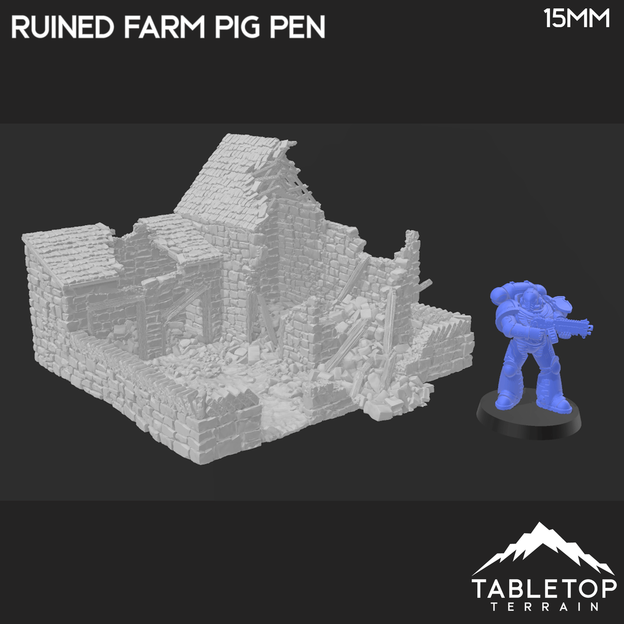 Tabletop Terrain Ruins Ruined Farm Pig Pen - Country & King - Fantasy Historical Building