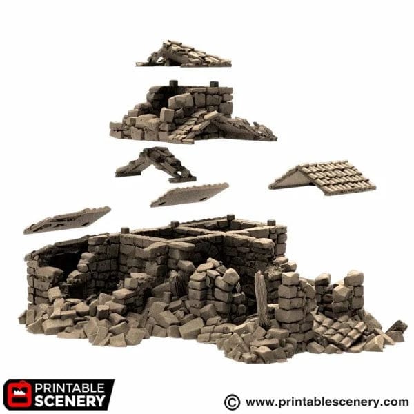 Tabletop Terrain Ruins Ruined French Mausoleum - Country & King - Fantasy Historical Ruins