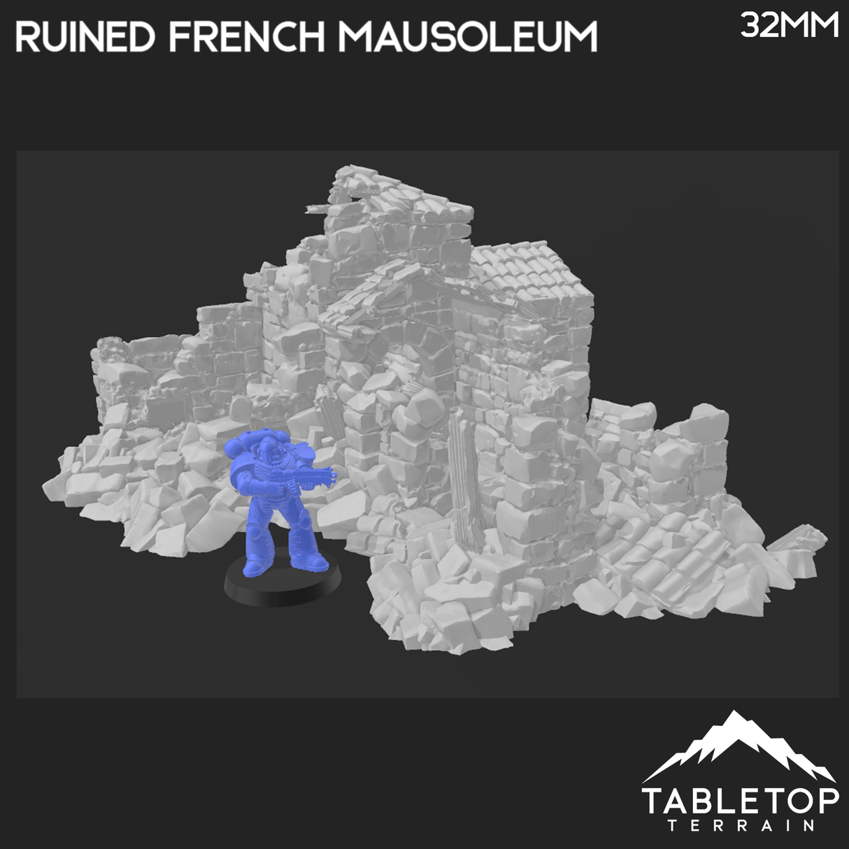 Tabletop Terrain Ruins Ruined French Mausoleum - Country & King - Fantasy Historical Ruins