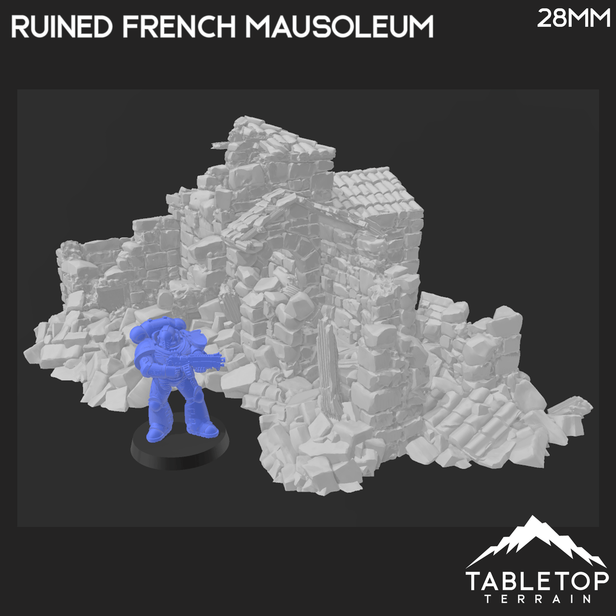 Tabletop Terrain Ruins Ruined French Mausoleum - Country & King - Fantasy Historical Ruins