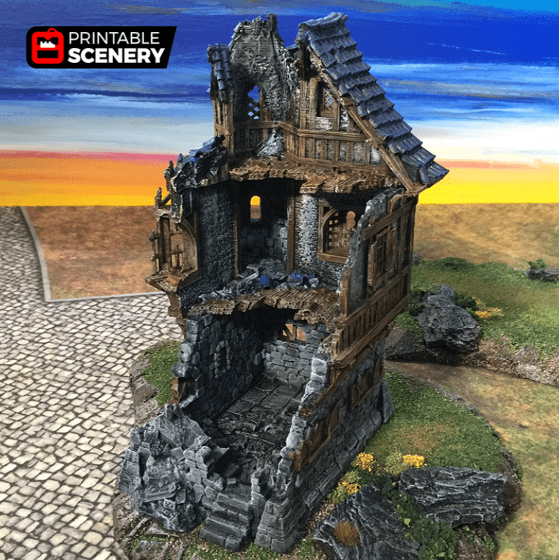 Tabletop Terrain Ruins Ruined Governor's Mansion - Fantasy Building