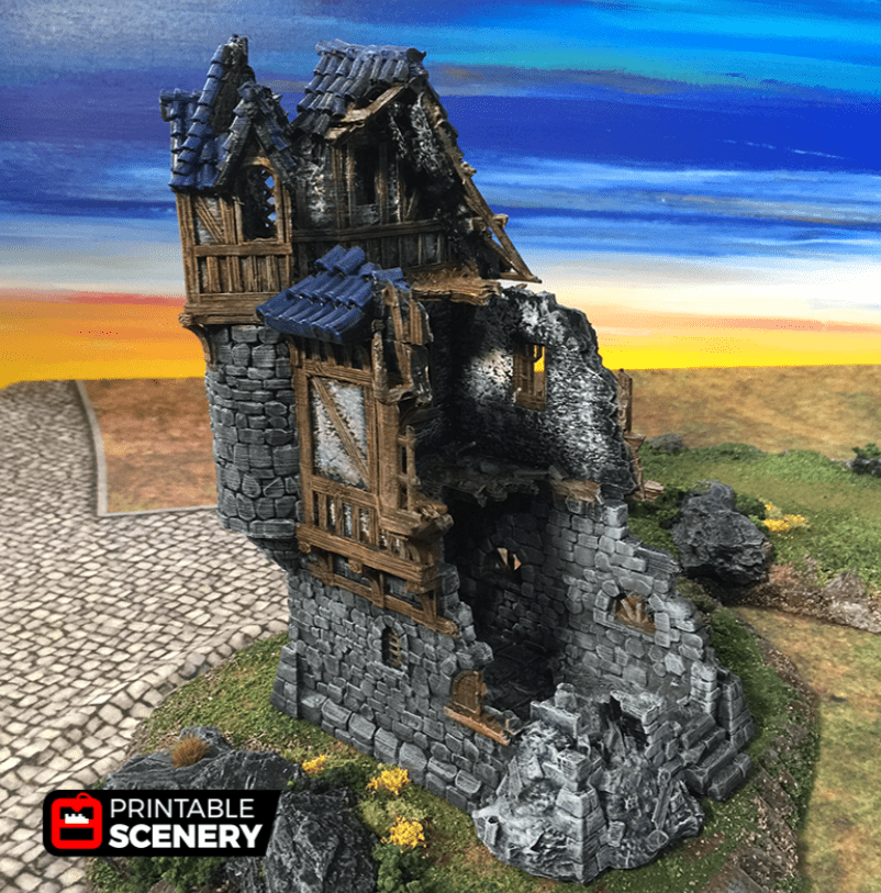Tabletop Terrain Ruins Ruined Governor's Mansion - Fantasy Building