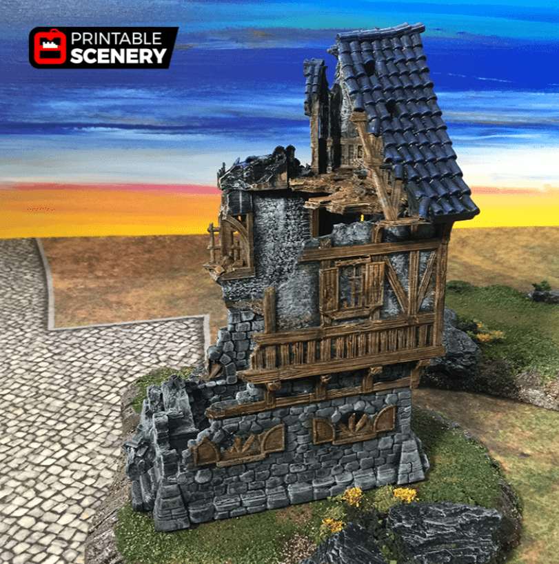 Tabletop Terrain Ruins Ruined Governor's Mansion - Fantasy Building