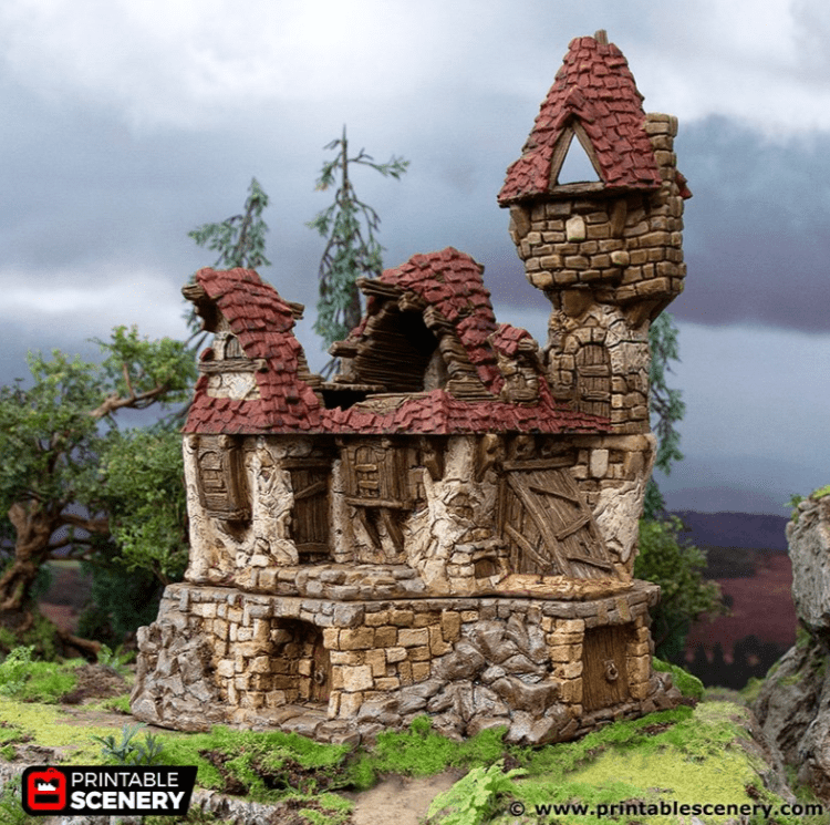 Tabletop Terrain Ruins Ruined Guildhall - Hagglethorn Hollow - Fantasy Ruins