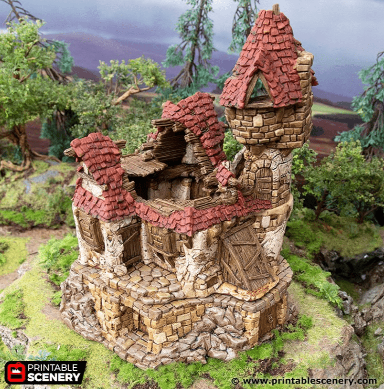 Tabletop Terrain Ruins Ruined Guildhall - Hagglethorn Hollow - Fantasy Ruins