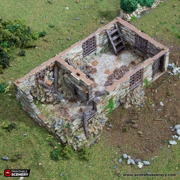 Tabletop Terrain Ruins Ruined Hollyhock Cottage - Country & King - Fantasy Historical Ruins