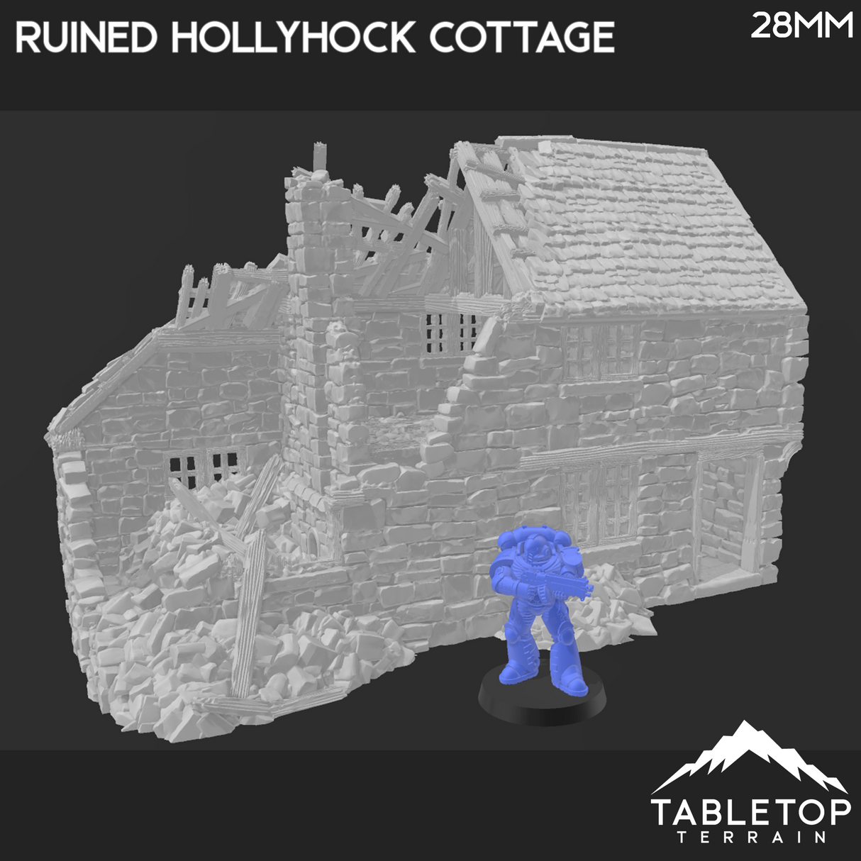 Tabletop Terrain Ruins Ruined Hollyhock Cottage - Country & King - Fantasy Historical Ruins