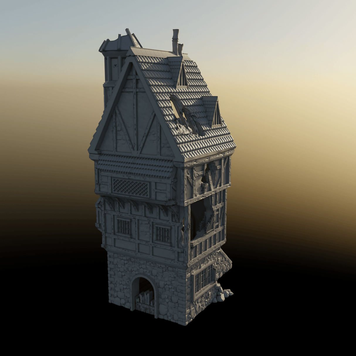 Tabletop Terrain Ruins Ruined House - City of Spiritdale - Fantasy Ruins