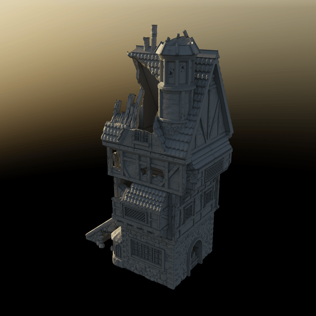 Tabletop Terrain Ruins Ruined House - City of Spiritdale - Fantasy Ruins