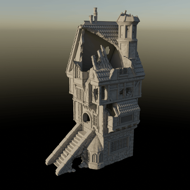 Tabletop Terrain Ruins Ruined House - City of Spiritdale - Fantasy Ruins