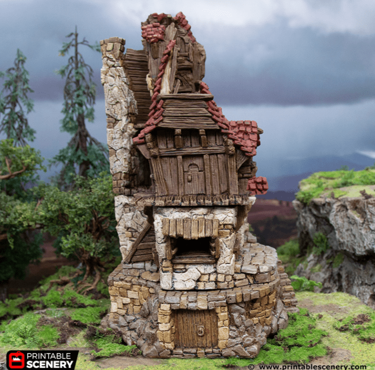 Tabletop Terrain Ruins Ruined Hunter's Lodge - Hagglethorn Hollow - Fantasy Ruins