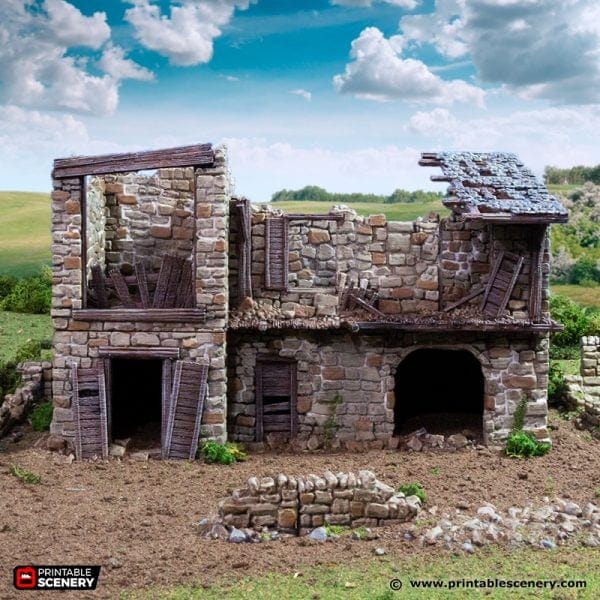 Tabletop Terrain Ruins Ruined King Stables - Country & King - Fantasy Historical Building