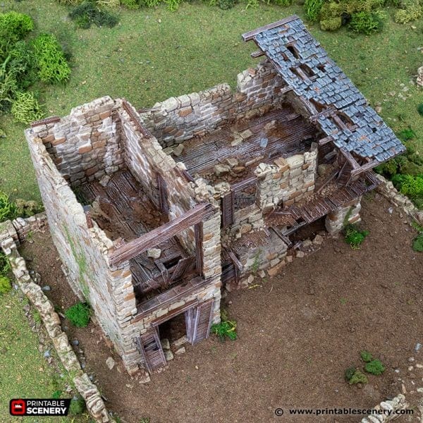 Tabletop Terrain Ruins Ruined King Stables - Country & King - Fantasy Historical Building