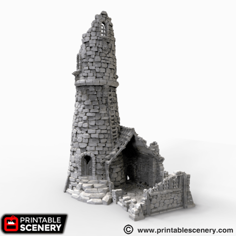 Tabletop Terrain Ruins Ruined Lighthouse - Fantasy Ruins