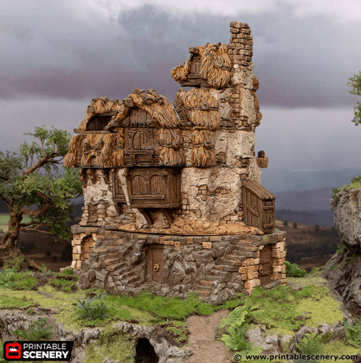 Tabletop Terrain Ruins Ruined Longhouse - Hagglethorn Hollow - Fantasy Ruins