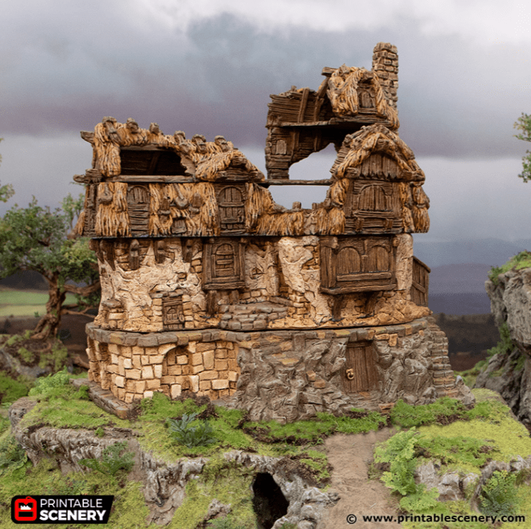 Tabletop Terrain Ruins Ruined Longhouse - Hagglethorn Hollow - Fantasy Ruins