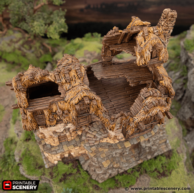 Tabletop Terrain Ruins Ruined Longhouse - Hagglethorn Hollow - Fantasy Ruins