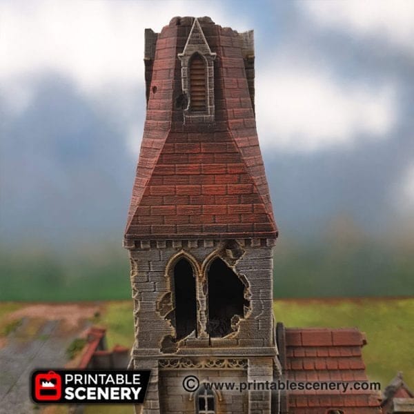 Tabletop Terrain Ruins Ruined Medieval Church - WWII Building