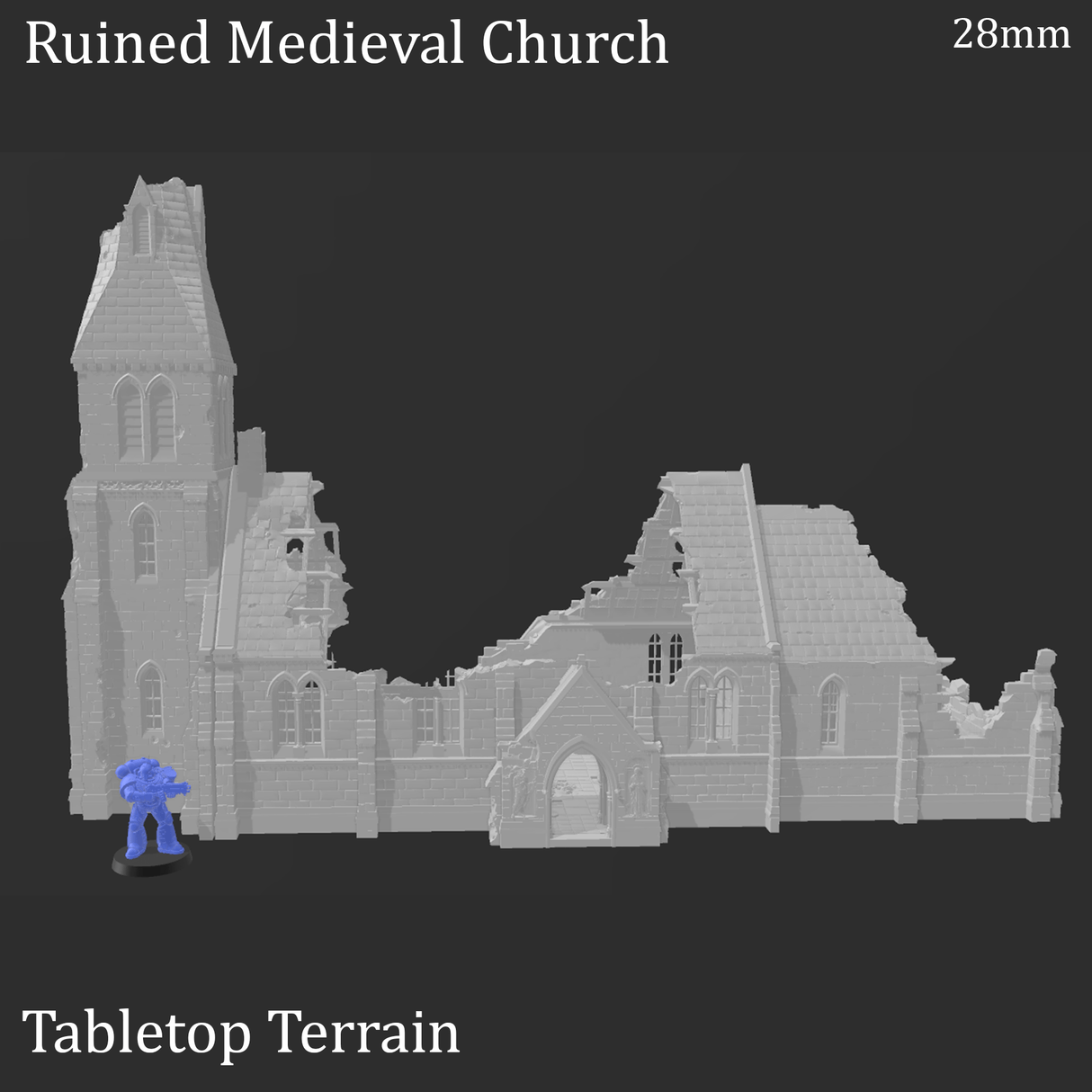 Tabletop Terrain Ruins Ruined Medieval Church - WWII Building