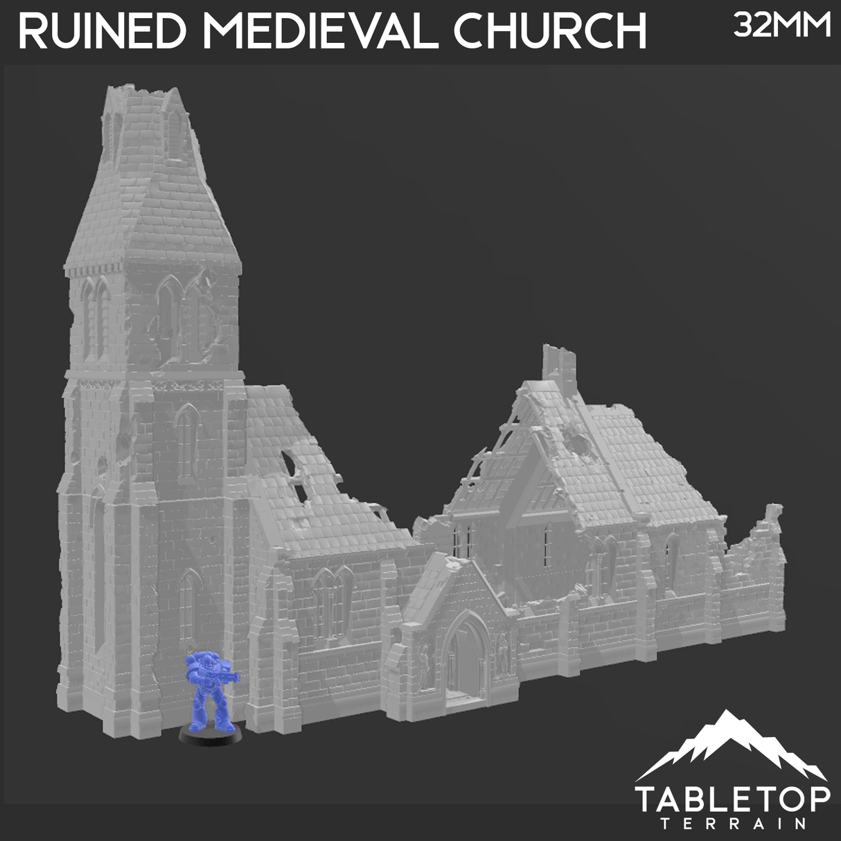 Tabletop Terrain Ruins Ruined Medieval Church - WWII Building