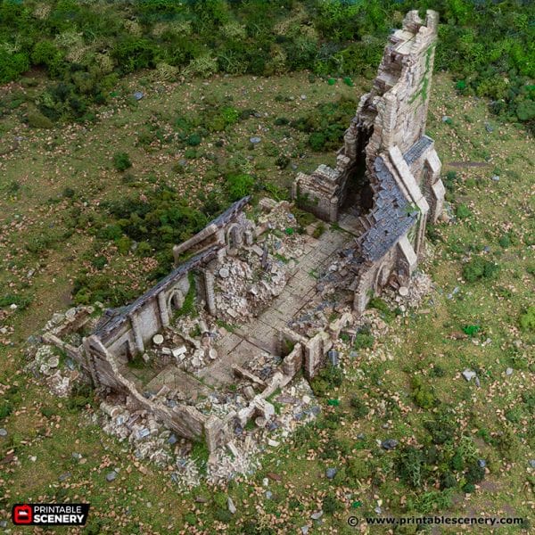 Tabletop Terrain Ruins Ruined Norman Church - Country & King - Fantasy Historical Ruins
