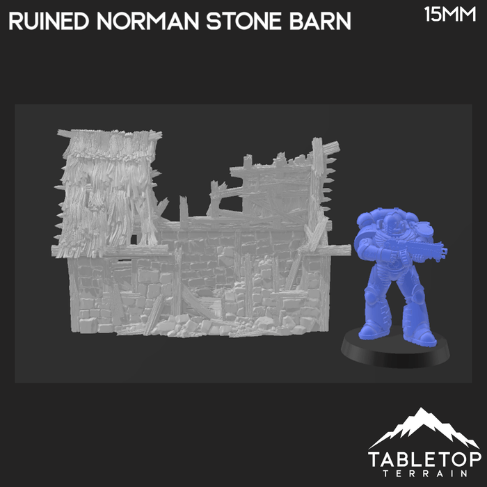 Tabletop Terrain Ruins Ruined Norman Stone Barn - Country & King - Fantasy Historical Ruins