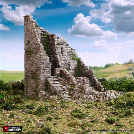 Tabletop Terrain Ruins Ruined Norman Stone Fort - Country & King - Fantasy Historical Ruins