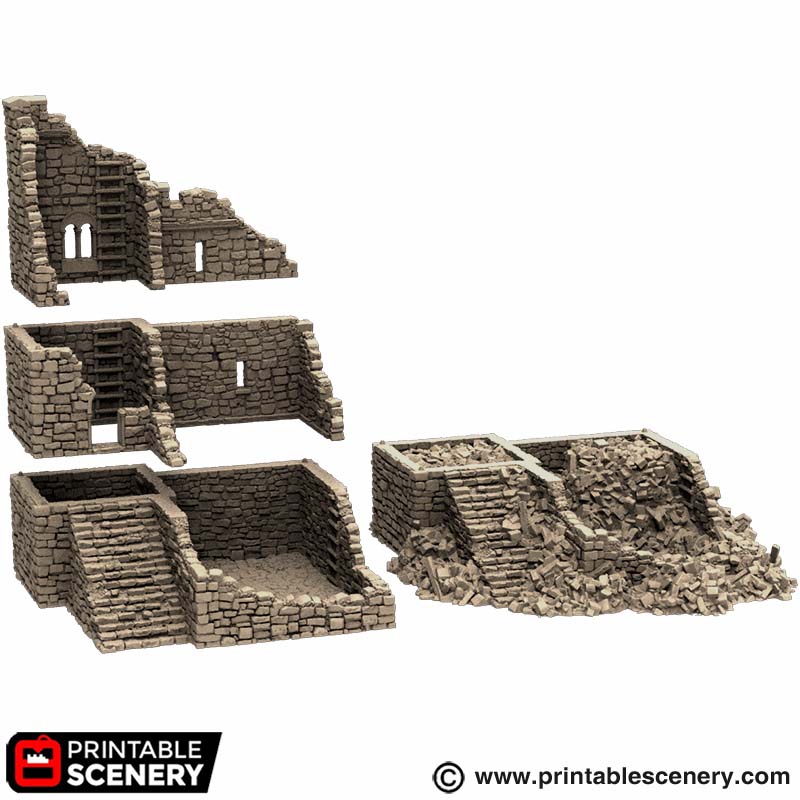 Tabletop Terrain Ruins Ruined Norman Stone Fort - Country & King - Fantasy Historical Ruins
