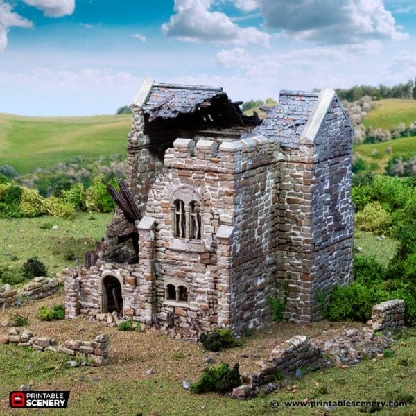 Tabletop Terrain Ruins Ruined Norman Stone Keep - Country & King - Fantasy Historical Ruins