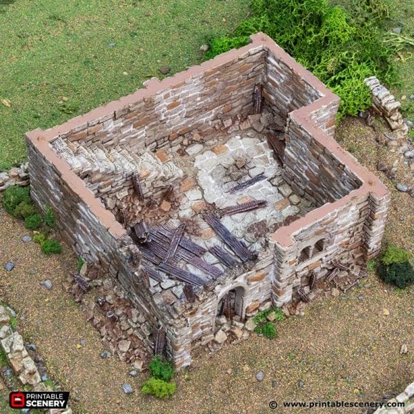 Tabletop Terrain Ruins Ruined Norman Stone Keep - Country & King - Fantasy Historical Ruins