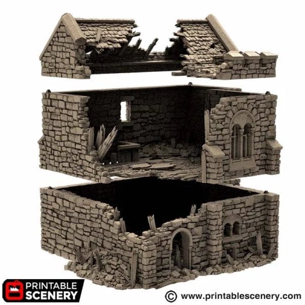 Tabletop Terrain Ruins Ruined Norman Stone Keep - Country & King - Fantasy Historical Ruins