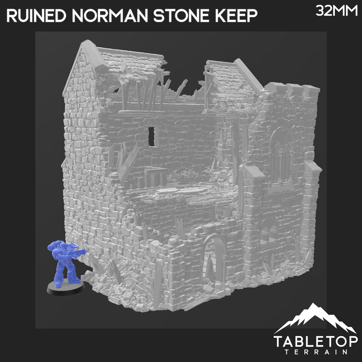 Tabletop Terrain Ruins Ruined Norman Stone Keep - Country & King - Fantasy Historical Ruins