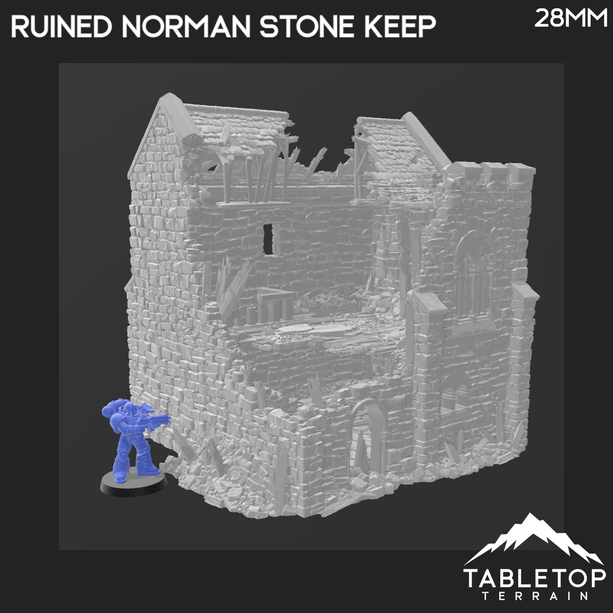 Tabletop Terrain Ruins Ruined Norman Stone Keep - Country & King - Fantasy Historical Ruins