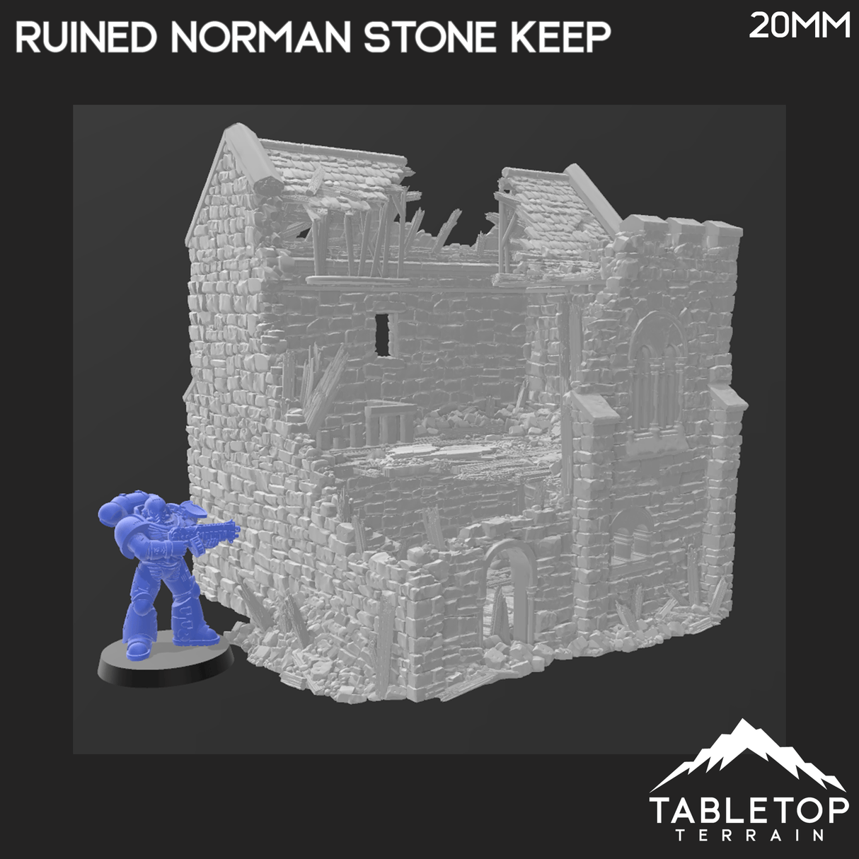 Tabletop Terrain Ruins Ruined Norman Stone Keep - Country & King - Fantasy Historical Ruins